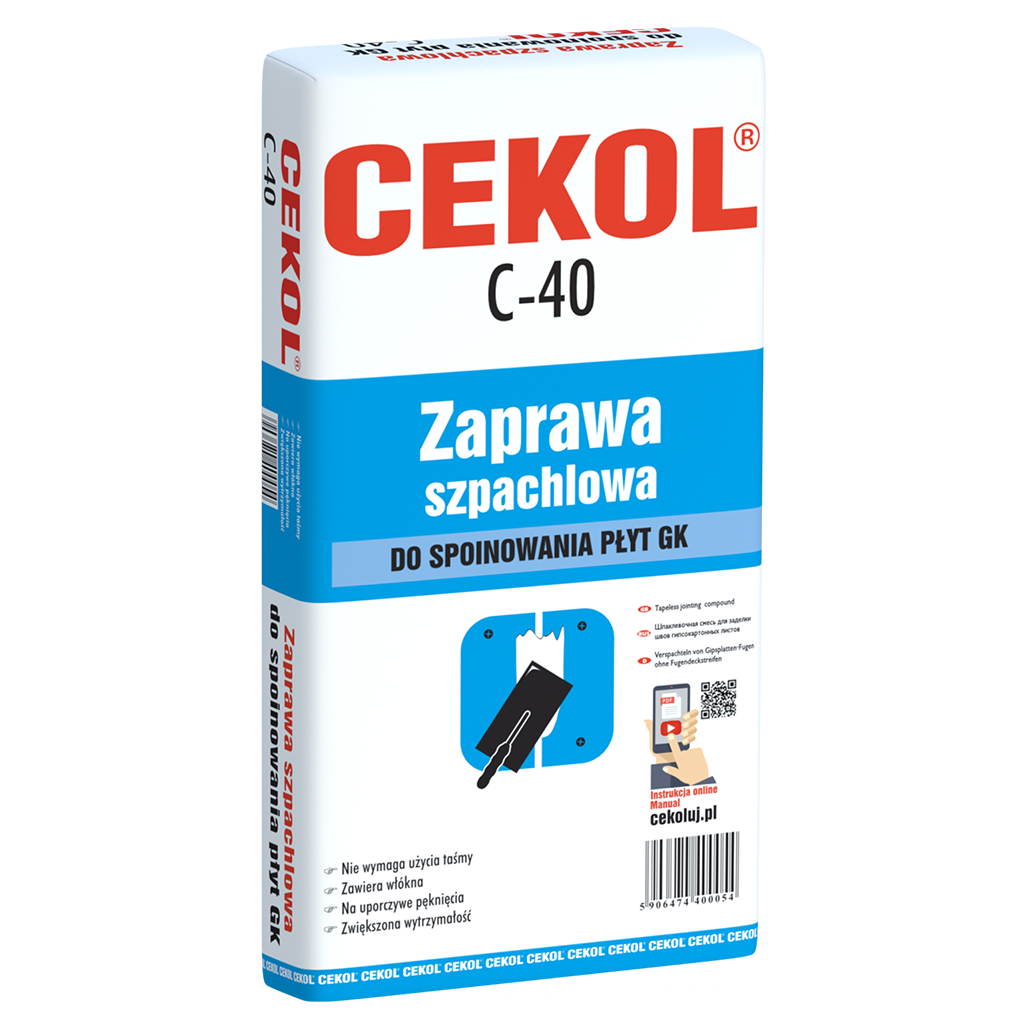 Cekol C-40 Plasterboard patching mortar - 16kg