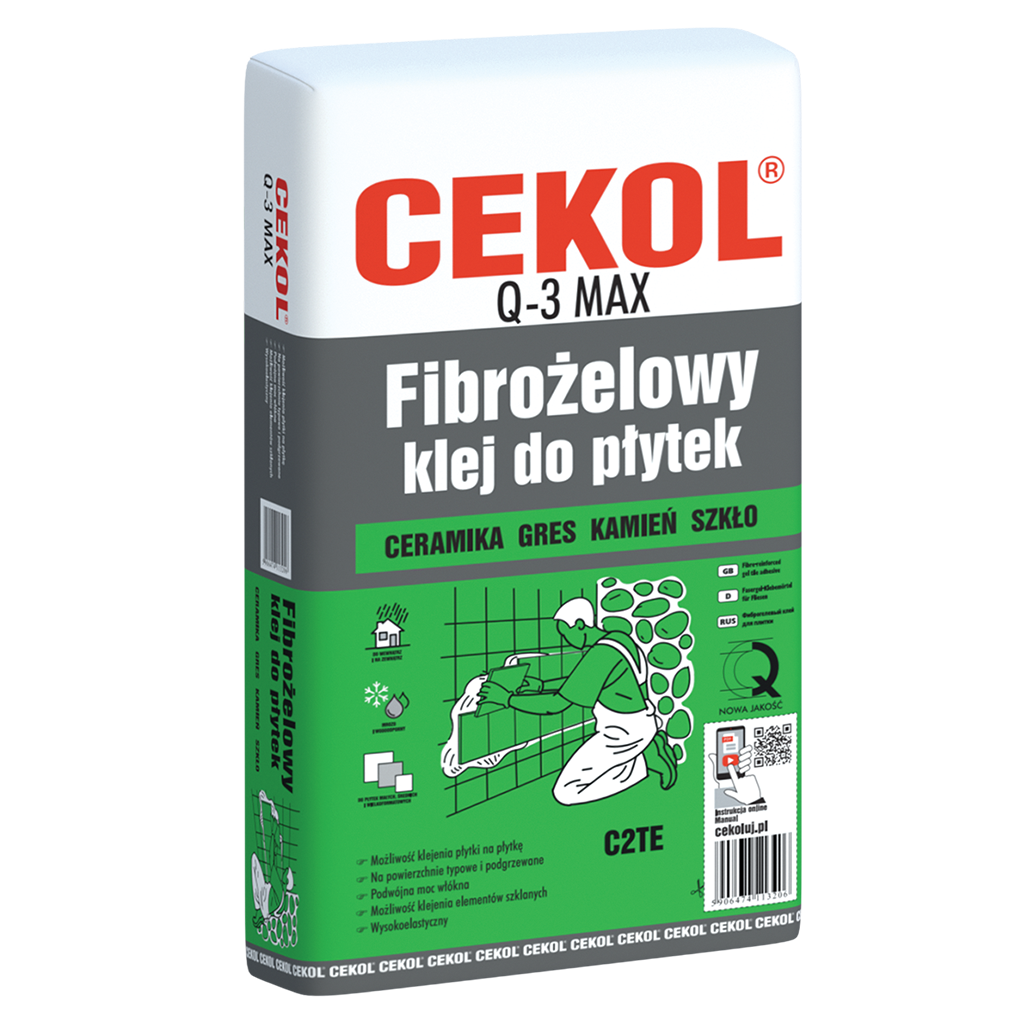 Cekol Q-3 MAX-fibergel tile adhesive C2TE-20kg